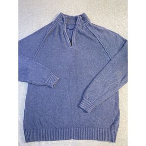 Tommy Bahama Sweater Mens L  Pullover 1/4‎ Zip Long Sleeve Blue